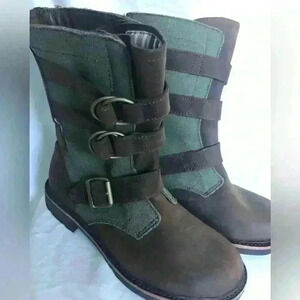 L.L Bean Old Port Boots canvas and leather with buckles Sz 6